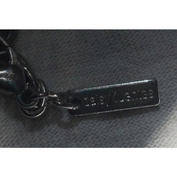 Daisy Fuentes Beaded Leather Bib Necklace 19" with 3" Extender Black Sil… - Picture 2 of 5